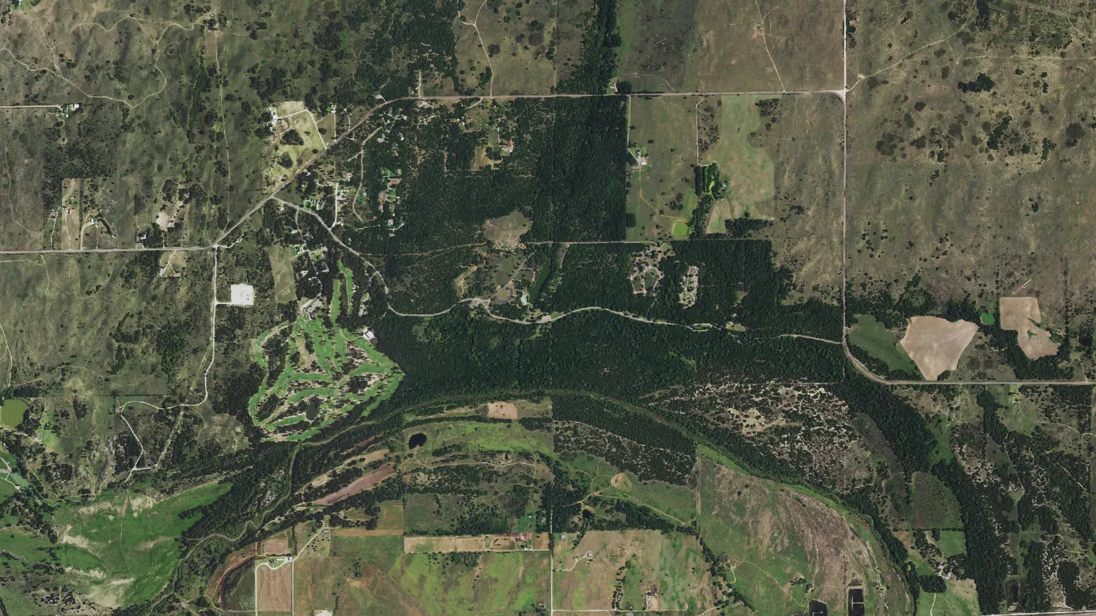 Aerial view of the North Canadian River valley east of Woodward, OK, inside the remodeling service area